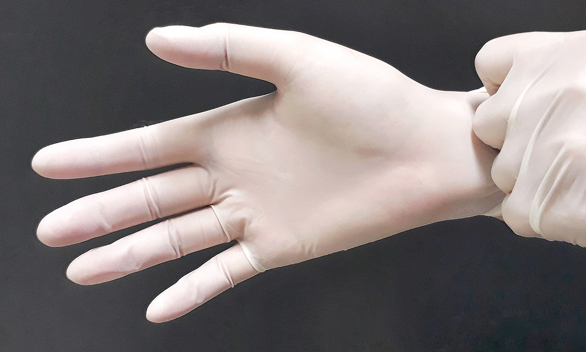 Putting on gloves