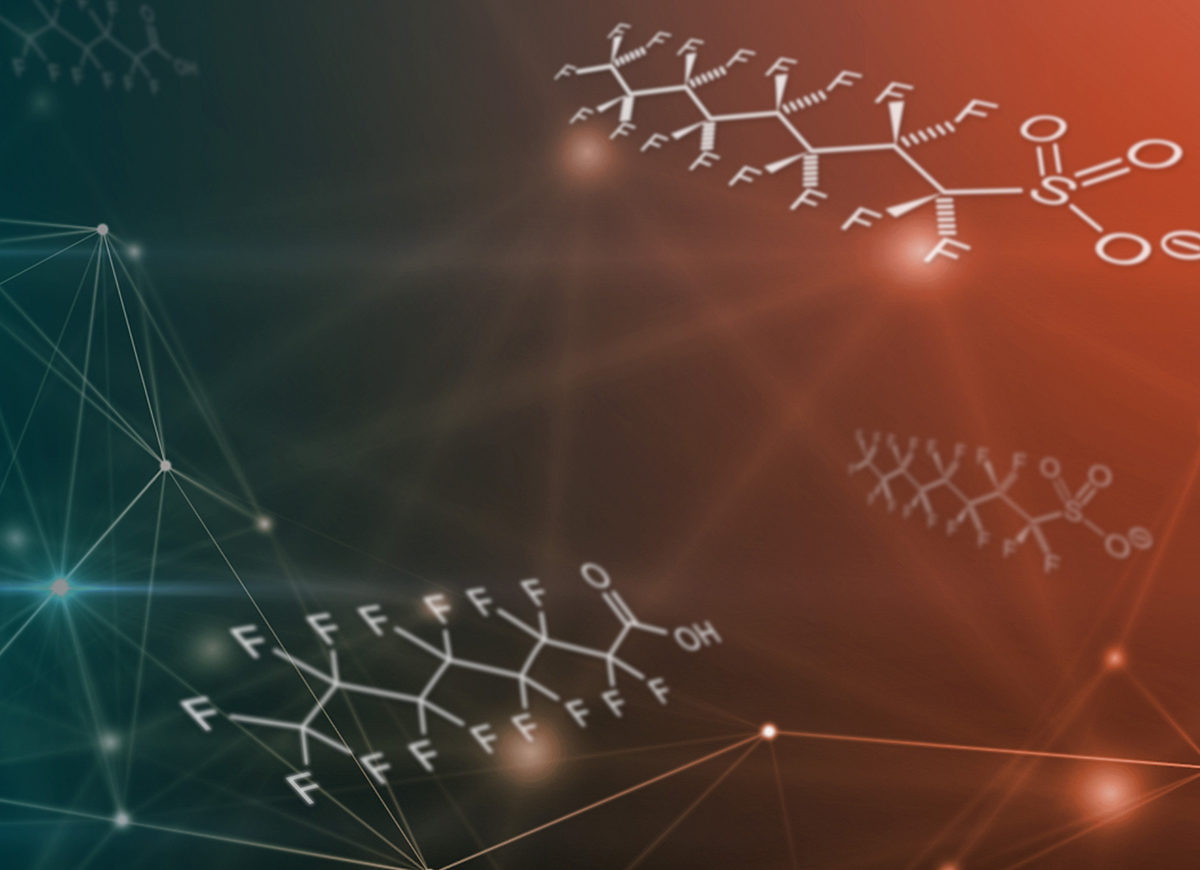 PFAS compounds against abstract background