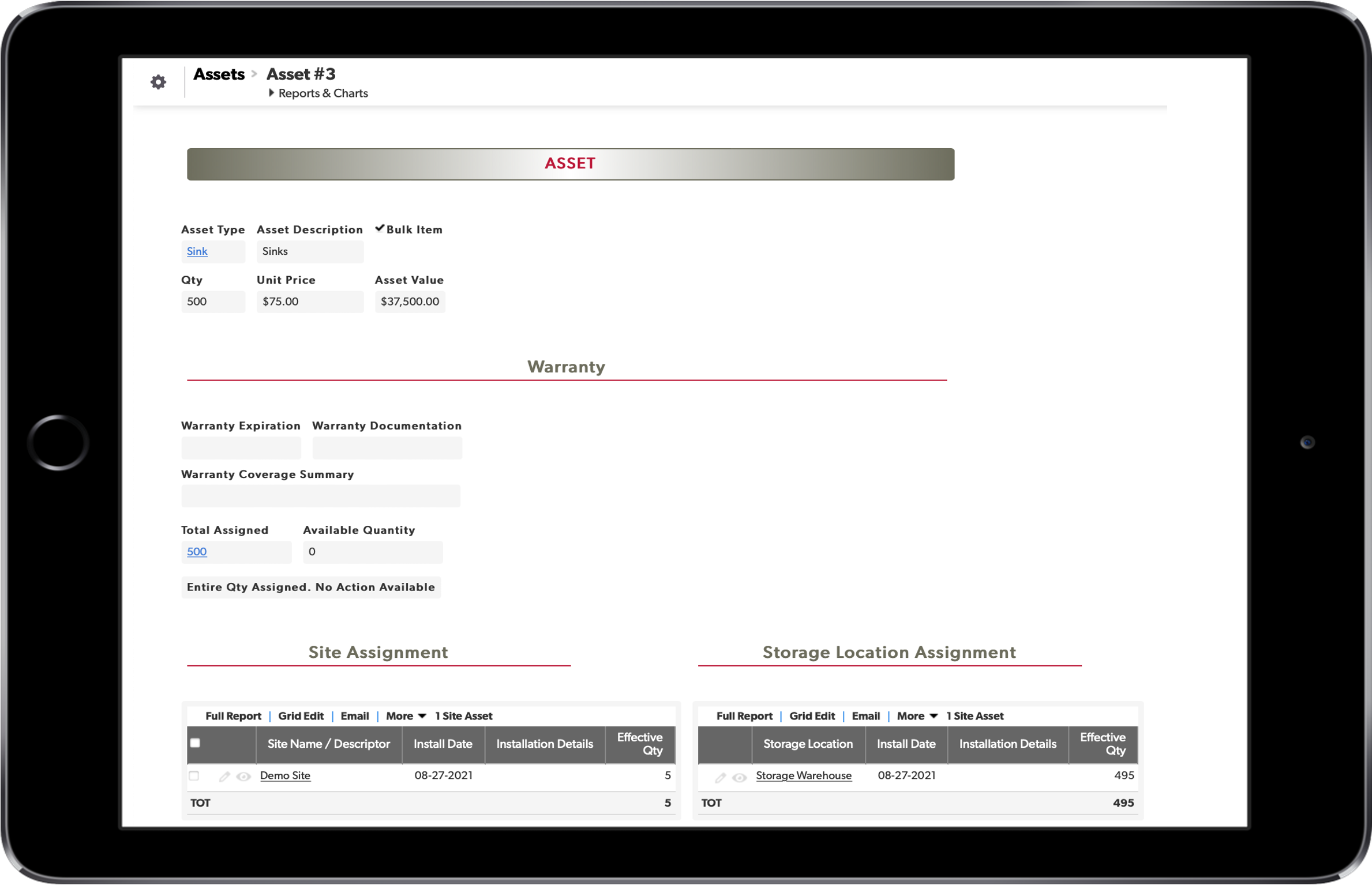 Asset tracking and management