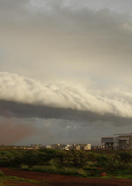 Storm clouds rolling in over rural area