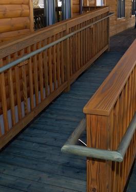 Wooden outdoor ramp into building