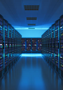 Large room filled with data storage