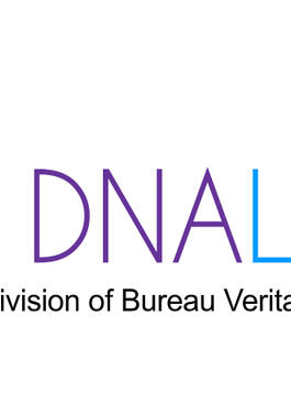 The DNALAB text with an outline of a microscope on the righthand side