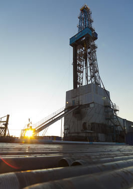 Drill pipe at sunset 