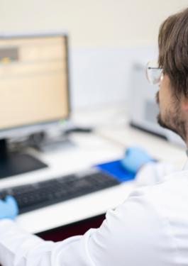 Lab Technician on Computer