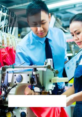 person being supervised while working in a textile factory