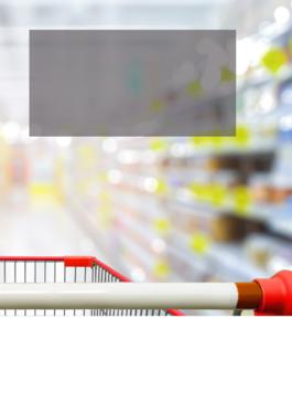 grocery cart looking down the aisle of the store