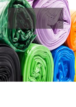 rolled up colorful plastic bags