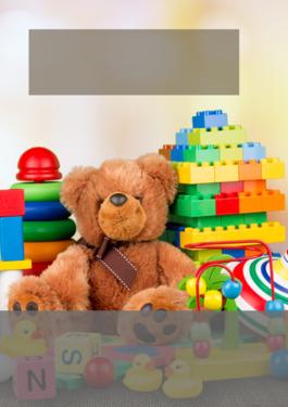 assortment of children's toys including blocks and teddy bears