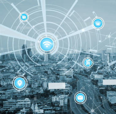 city scape and network connection