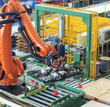 industrial robot in warehouse