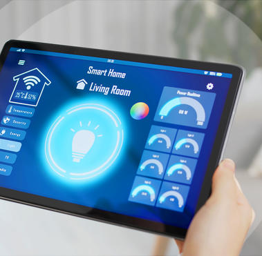 tablet showing smart home app